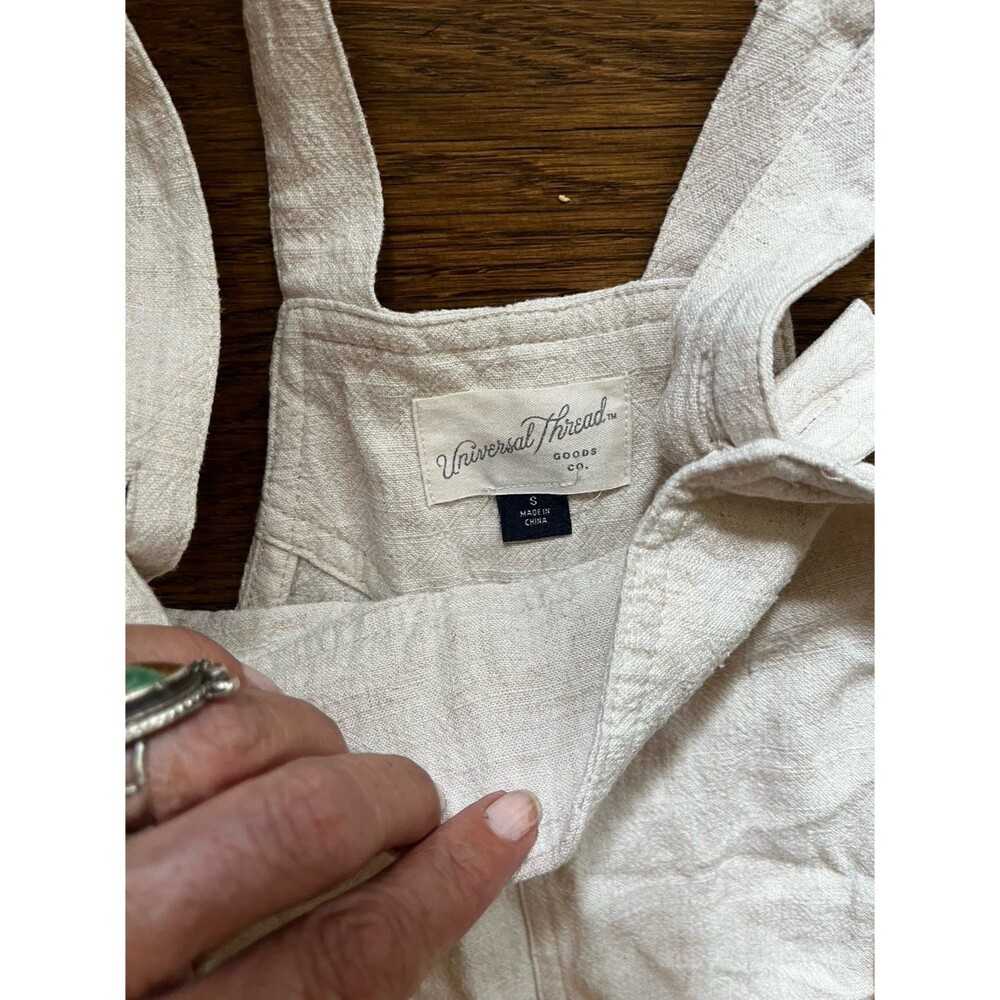 Women's universal Thread Linen Blend Overalls Jumpsuit Tie waist Romper Small - Picture 3 of 4